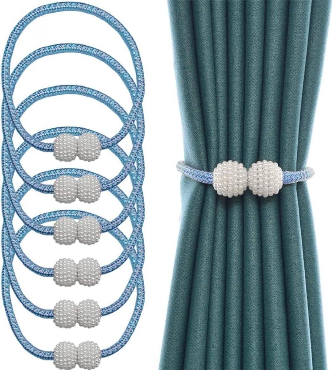 Magnetische Gordijnhouders - Decoratieve Gordijnknopen - 6 stuks - Blauw