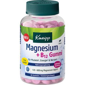 Kneipp Magnesium 60 Gummies, Magnesiumcitrat + B12, 600 mg