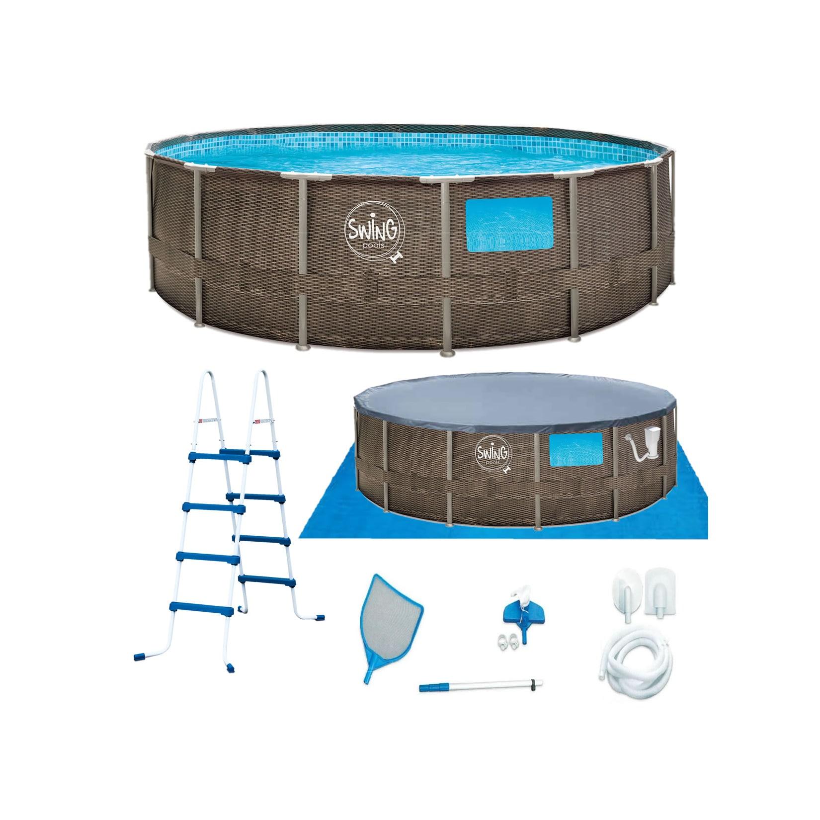 Swing Rahmen rund Pool Ø457 x 122cm Rattanoptik inkl. Zubehör