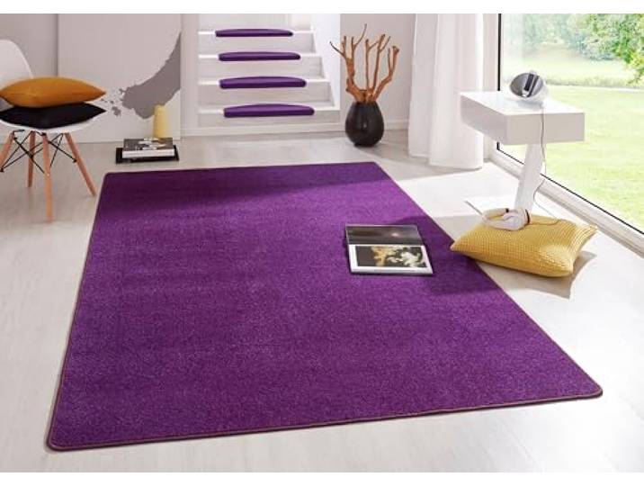 Hanse Home Indoor Teppich Fancy – Wohnzimmerteppich einfarbig Modern Velours Teppich für Esszimmer, Wohnzimmer, Kinderzimmer, Flur, Schlafzimmer, Küche – Lila, 100x150cm