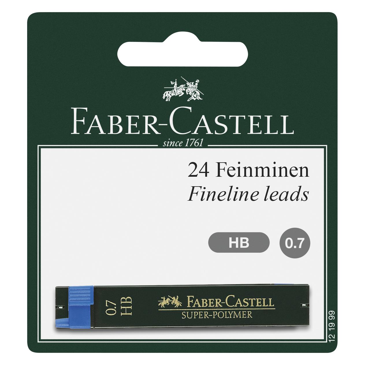 Faber-Castell Schreibmine Feinmine Super Polymer 0.7 mm, HB, Schwarz (24 Stk., 0.70 mm, HB) (121999)