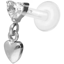 PTFE Labret mit Innengewinde + Titan-Aufsatz 2 HERZEN