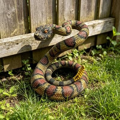 Kodotan sofa 10'' Snake Statue, Western Diamondback Rattlesnake Resin Ornament, Cold‑Blooded Reptile Figurine, Decor for Courtyard, Porch