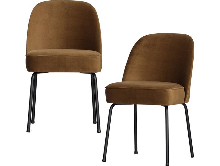 WOOOD Vogue Eetkamerstoelen - Fluweel - Honinggeel - Set van 2