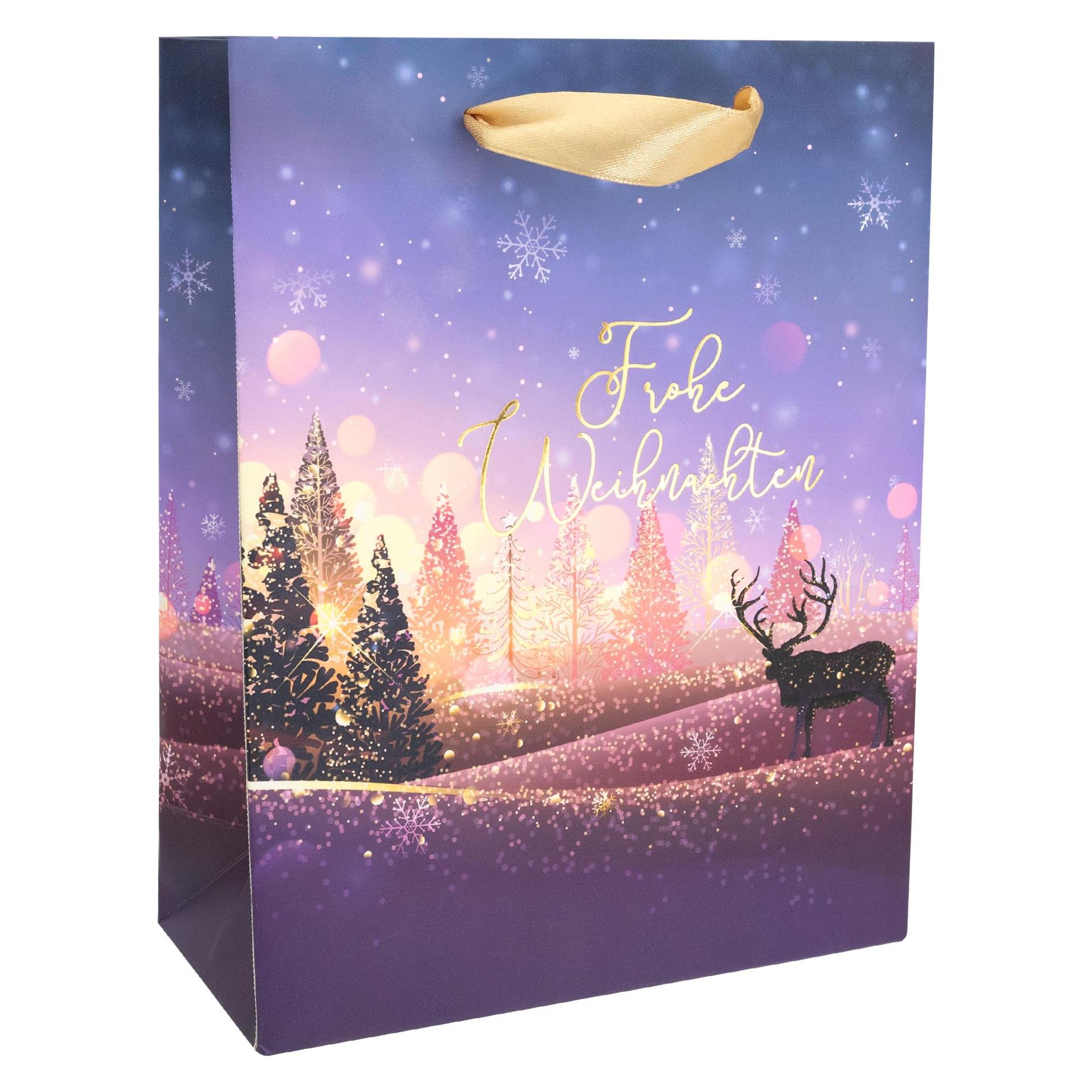 Idena Geschenktasche Weihnachten lila 18x8x23cm (49621020)