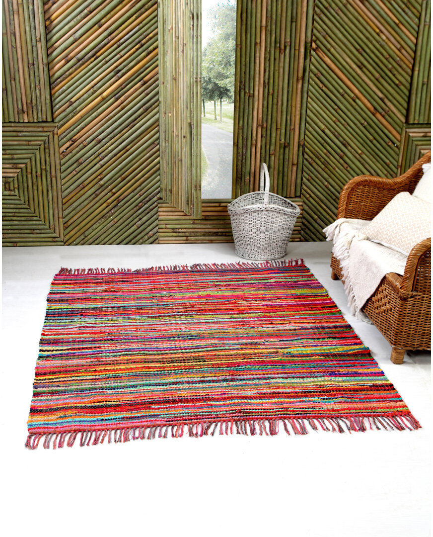 Latitude Vive Sean Handwoven Stitch Flat Weave Multicolour Rug Multicolour Square 150cm