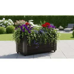 Pflanzkübel Cubic III - Blumenkübel aus Kiefern/Fichtenholz, Schwarz – 120 x 50 x 95 cm – Pflegeleichter Pflanztrog für Terrasse und Garten