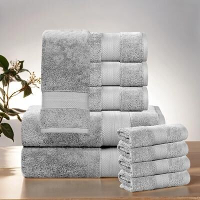 Superior Aria Turkish Cotton 10 Piece Plush Towel Set Ultra Soft, Highly Absorbent Luxury Bath Towels