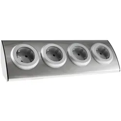 ChiliTec 4-fach Steckdosenblock Edelstahl 90° für Eck- & Aufbaumontage
