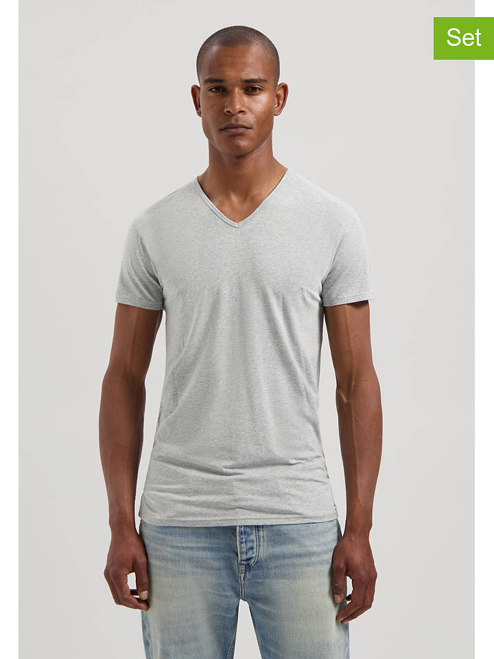 DSTREZZED 2er-Set: Shirts in Hellgrau - 3XL