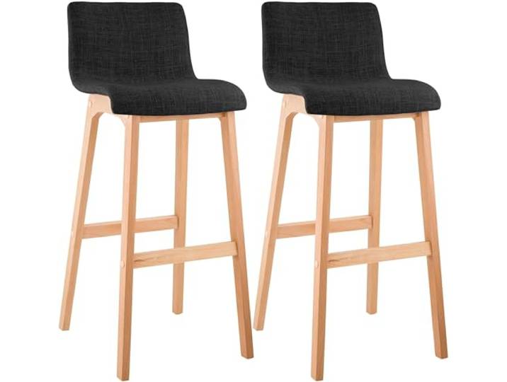 CLP Barhocker 2er Set mit Lehnen Hover, Barstühle gepolstert mit Sitzen aus Stoff, Thekenhocker mit Gestellen aus stabilem Buchenholz Farbe dunkelgrau