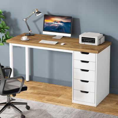 YUZHOU Computer Desk with 5 Drawers, 47 inches Rustic Brown Home Office Desk