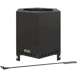MODFU Rauchfreier Feuerkorb Tischfeuer 45x39x47 cm mit Sekundärverbrennung und Schürhaken Schwarz, hitzebeständiges Metall für Garten Terrasse Camping