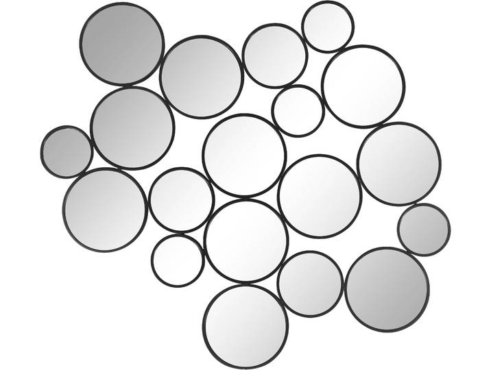 Dekospiegel GOODPRODUCT Malisa, Wand Dekoration horizontal und vertikal hängbar, 3 Farben , schwarz, B:121cm H:110cm T:2cm, Spiegel, Dekospiegel, grosser Wandspiegel mit 19 Elementen, 121x110cm, aus Metall