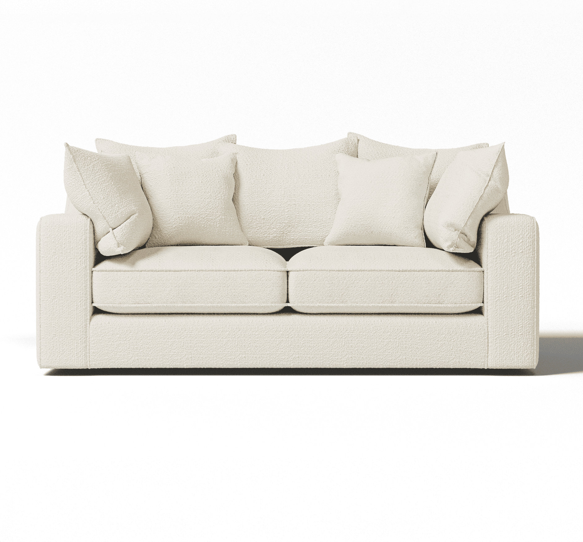 Victoria Ecru Boucle 3 Seater Sofa, Pillow Back