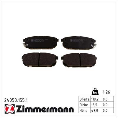 ZIMMERMANN Bremsbelagsatz, Scheibenbremse 240581551 Hinterachse für KIA