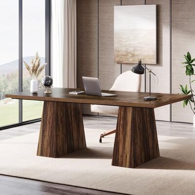 BLUEBELL "63"" Executive Desk, Wooden Large Office Computer Desk with Double Pedestal"