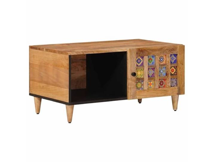 TEKGHUT Couchtisch Natur Massivholz Mango 80 x 50 x 40 cm Rechteckig, elegante Holzmaserung, vielseitig nutzbar, pflegeleichte Oberfläche, robuste Standfestigkeit