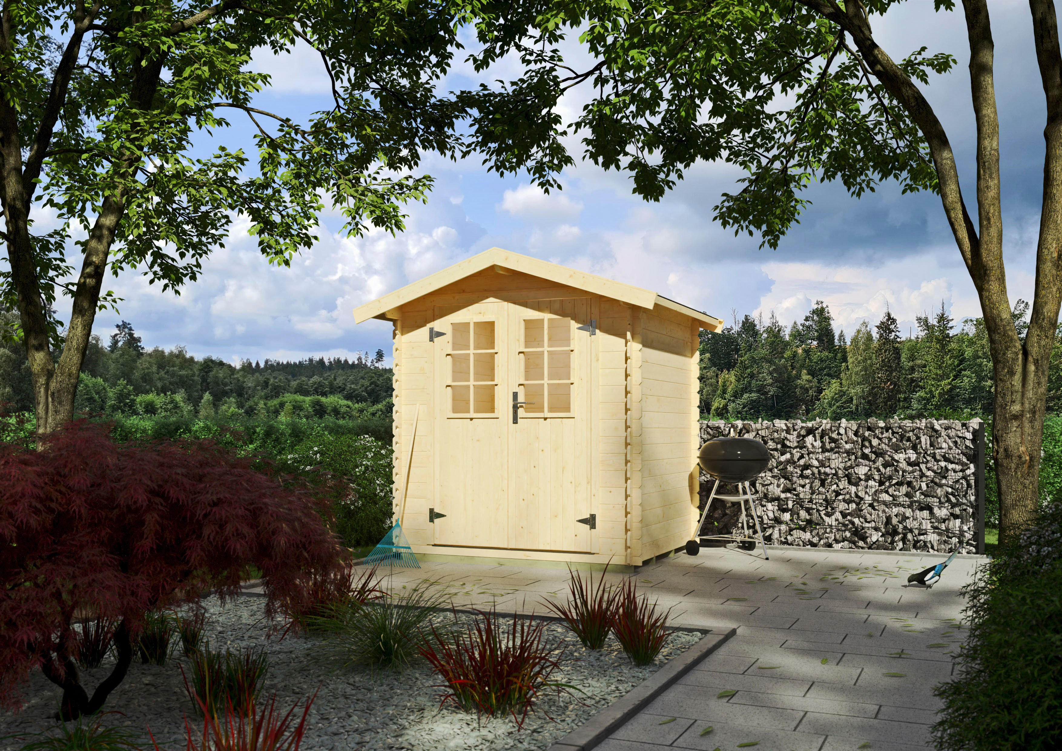 Gartenhaus KIEHN-HOLZ "Eisberg 1", beige (naturbelassen), Fußboden im Gartenhaus, Dachschindeln, Holzwerkstoff, Gartenhäuser, Gartenhaus