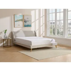 Bett - Skandinavischer Stil - 160 x 200 cm - Stoff - Beige - BENEDICTE