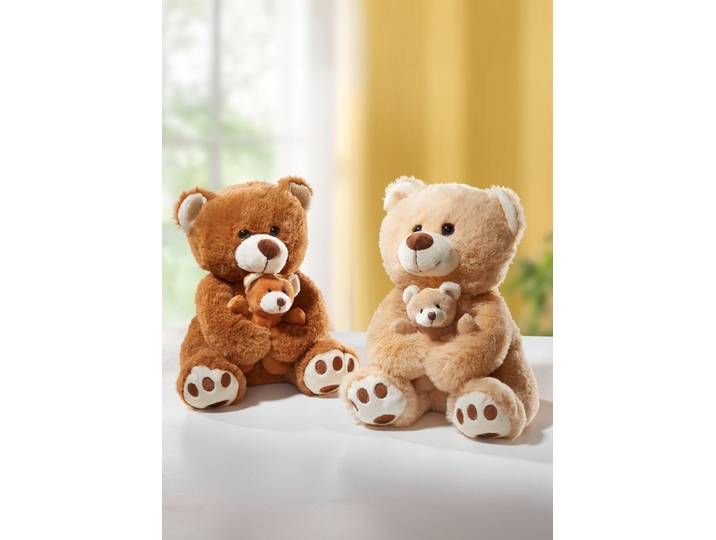 Plüschteddybär, 2er-Set, Braun-Creme