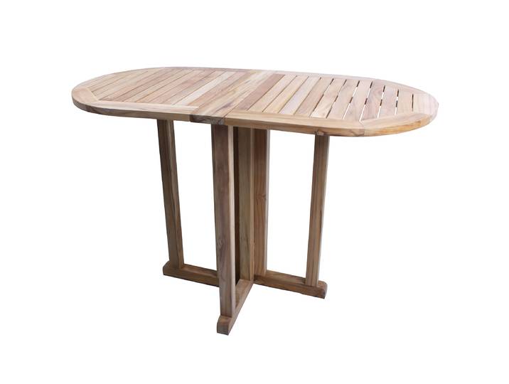 Massiver Balkontisch Massivholz Teak 60 x 75 x 120cm Braun