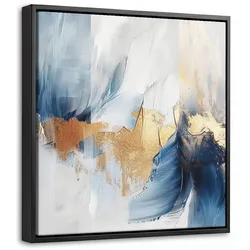 LEINWAND Bilder mit Rahmen - Gold - Blau - Aquarell - Kunst - Modern - 20x20