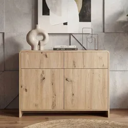 Sideboard Eiche Dekor 88cm Kommode Anrichte Standschrank mit Türen Schubladen