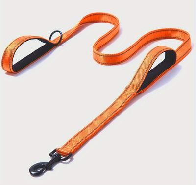 Fusion Finds Heavy Duty Dog Leash With Double Handles Padded Nylon Dog Training Leash For Traffic Control orange xl
