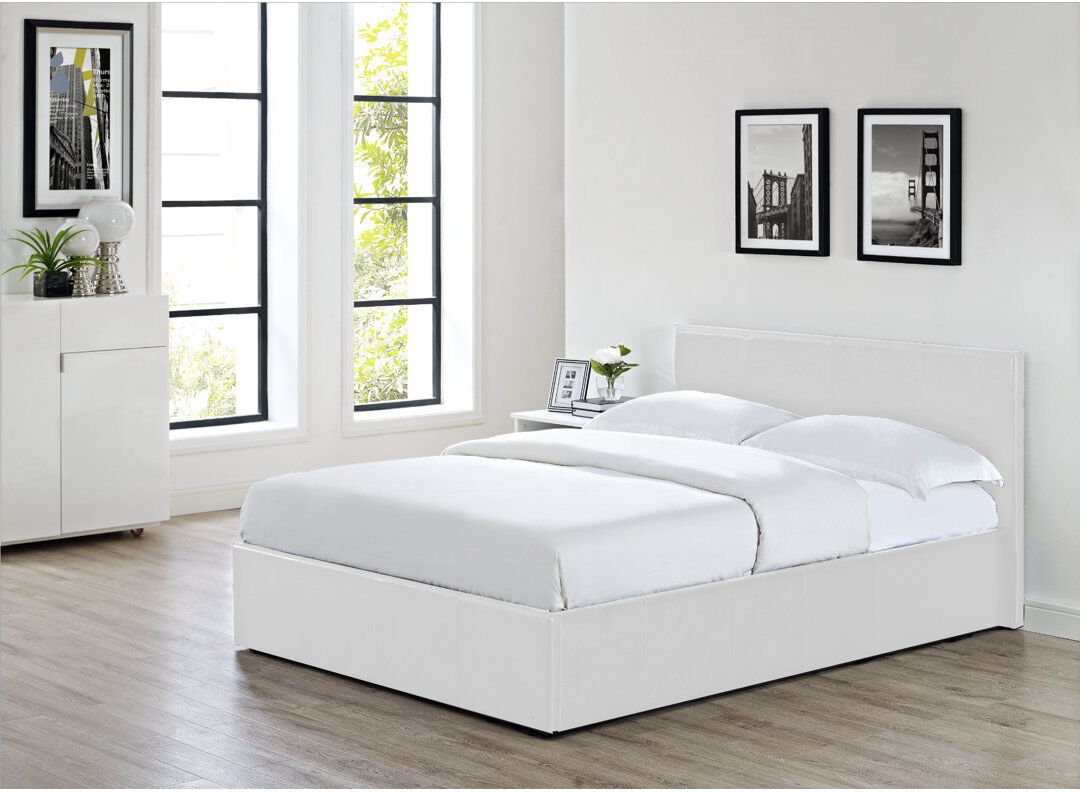 Hykkon Lolita Upholstered Ottoman Bed White Kingsize (5')
