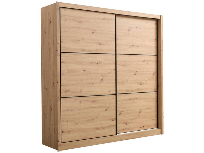 Xora Schiebetürenschrank, Eiche Artisan, 5 Fächer, 213x215.5x60 cm, Typenauswahl, Schlafzimmer, Kleiderschränke, Kleiderschränke 2-türig