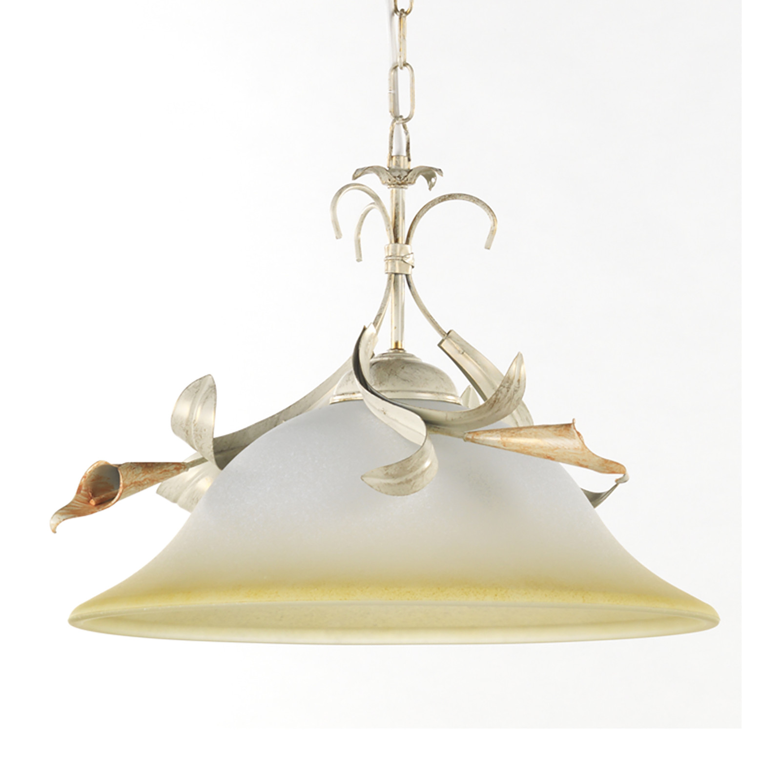 home24 Hanglamp Lucrezia Wit/Wit, Glas en Metaal, B/D/H: 40 x 40 x 90 cm