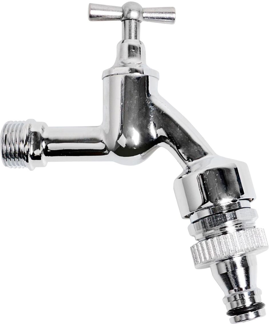 2-Wege-Ventil KIRCHHOFF, grau (silberfarben), Messing, Absperrventile, 2-Wege-Ventil, MS Auslaufventil Knebelgriff, 1/2"AG x Gardena Click, Chrom