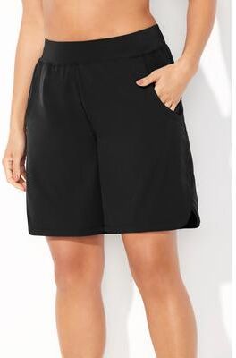 Plus Size Women's Quick-Dry Petal Hem Short by Swimsuits For All in Black (Size 14)
