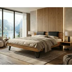 BlackWood »Buona Vita III« Wildeiche Massivholzbett 200x200 cm / Wildeiche natur