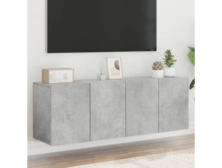 HEFZGDB TV-Wandschränke 2 Stück Betongrau 60x30x41 cm mit reichlich Stauraum für Multimedia-Geräte, langlebiges Holzwerkstoff-Design zur Wandmontage, praktische Aufbewahrungslösung