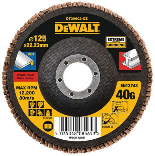 DeWALT DT30602-QZ Disque a Lamelle K40 Plat, Gris, 125 mm