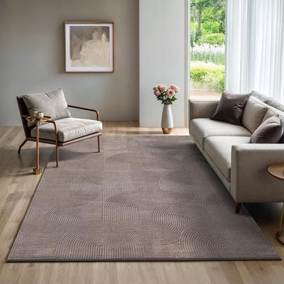 Teppich THE CARPET "Rio", beige, B:120cm H:8mm L:160cm, Polyester, Teppiche, Teppich, weicher Wohnzimmer Teppich rutschfest 3D-Optik