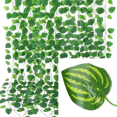 Uplifted Finds Artificial Ivy Leaf Vine Garland Hanging Rattan Creeper 60 M (30 Strings) watermelon Leaves