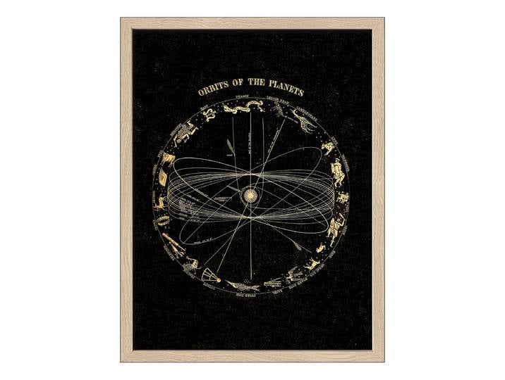 Holzbild Orbits Floatglas, MDF Schwarz/Gold 33 x 43 x 1cm