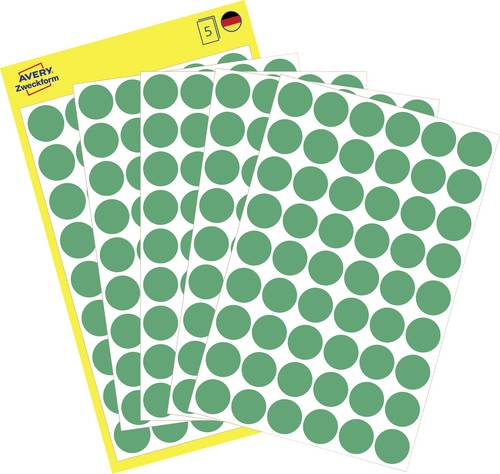 Avery-Zweckform 3143 Markierungspunkte Etiketten Ø 12mm Grün 270 St. Permanent haftend Papier