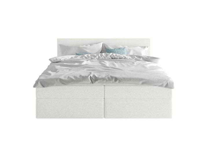 Lit boxspring en tissu bouclé 140x200 cm, blanc