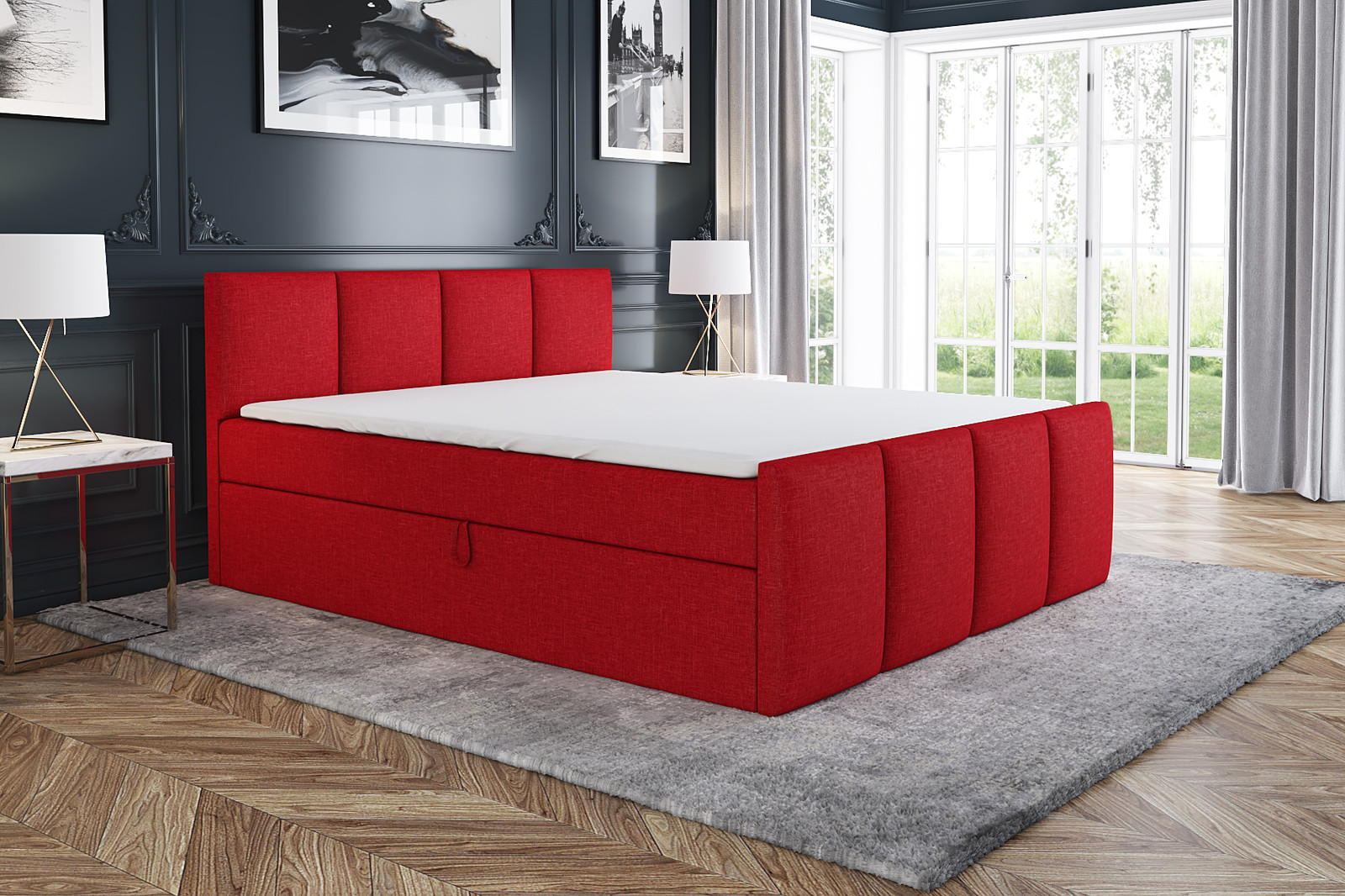 MBTmeble Boxspringbed ECOS met 2 opbergruimtes, Bonell-matras en topper, 140 x 200 cm