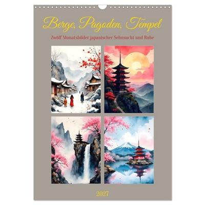 Berge, Pagoden, Tempel (Wandkalender 2027 DIN A3 hoch), CALVENDO Monatskalender