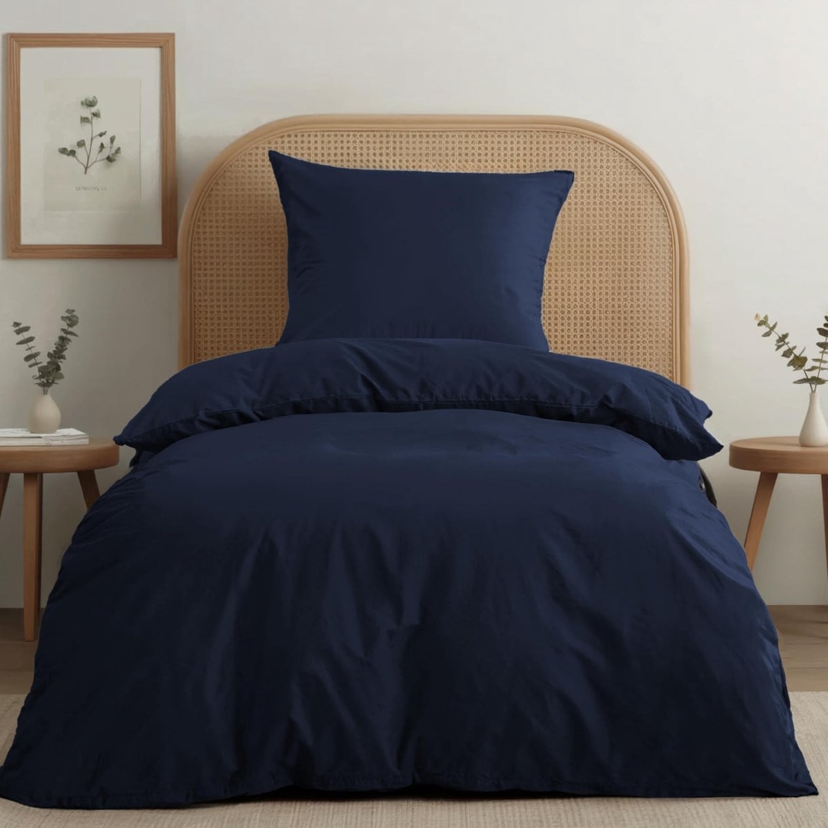 Omgoods Katoenen Percale Bedset Donkerblauw 135x200 cm met kussenslopen 80x80 cm