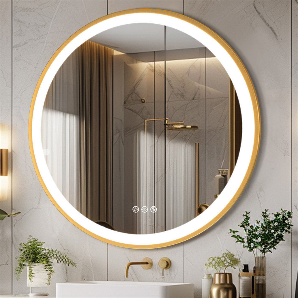 Metro Cheli Aluminium Round Mirror Gold 60cm x 60cm