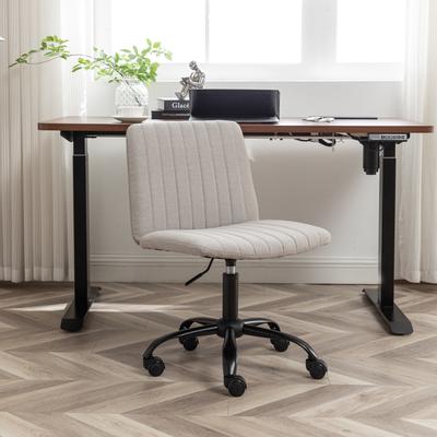 Ostweer Fabric Upholstered Lounge Chair Swivel Office Chair with Metal Base, Simple Executive Chair Gray Gaming Chair
