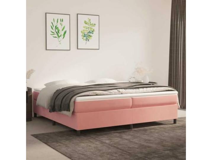 KGHFDVB Bett Rosa 203 x 200 x 35 cm aus Holzwerkstoff Samt Samt (100% Polyester), Sperrholzlatten für gleichmäßige Gewichtsverteilung, stabile Stützbeine, für Matratze