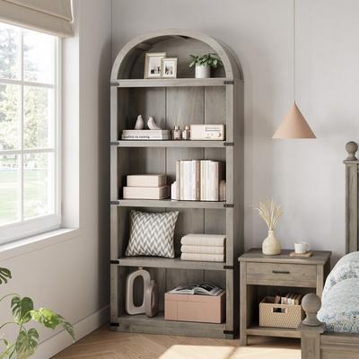 Garvee "71"" Tall Arched Bookshelf 5 Tier Wooden Bookcase with Open Shelves"