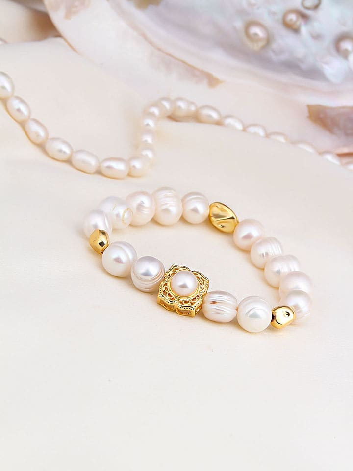 L'Atelier de Gaia Vergold. Armband mit Perlen - onesize